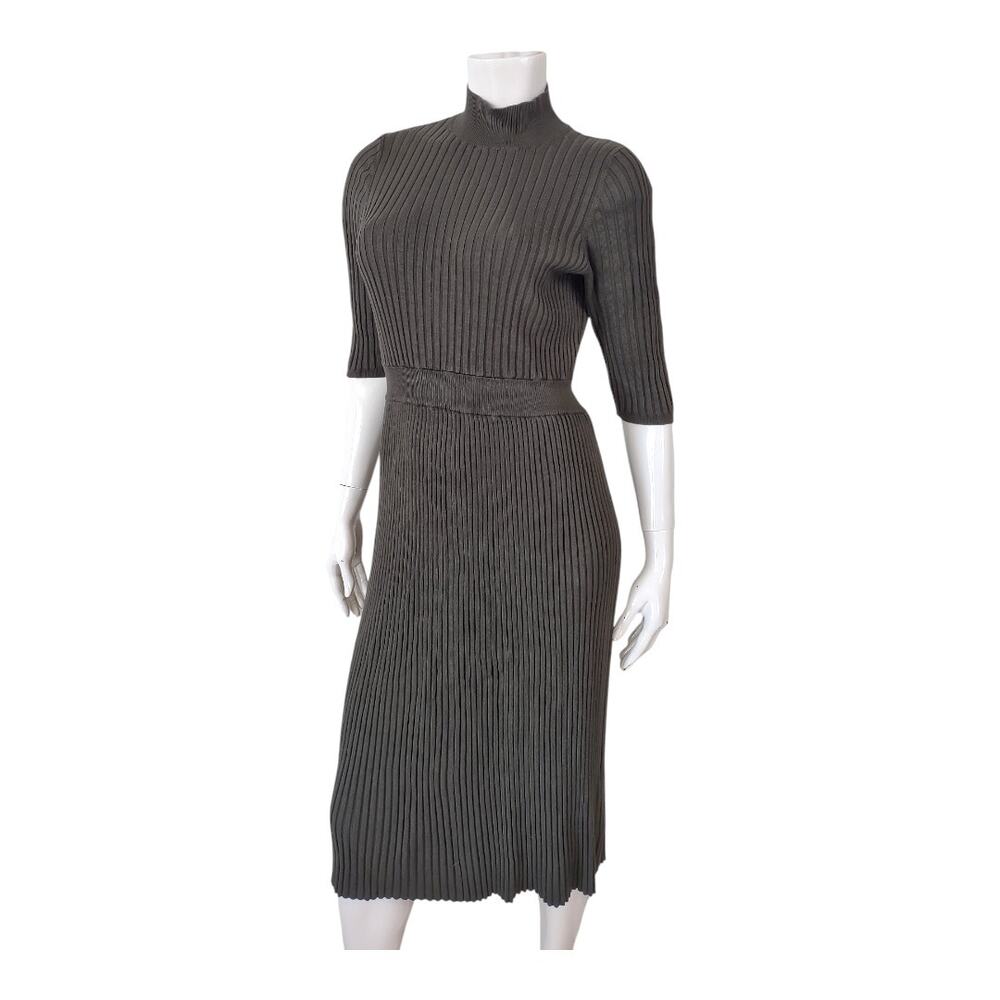 WHO WHAT WHERE Green Knit Sweater Dress A-line Mock Turtleneck Bodycon Size XL